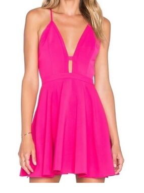 Naven Hot Pink Flare Mini Dress